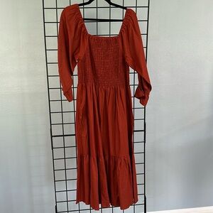 Plus size boho linen dress